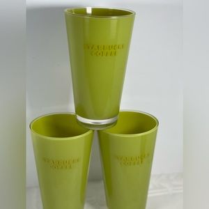 Lime green Starbucks plastic cups/ tumblers set of 3